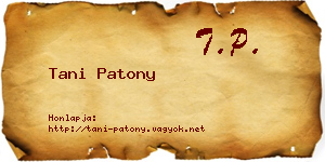 Tani Patony névjegykártya